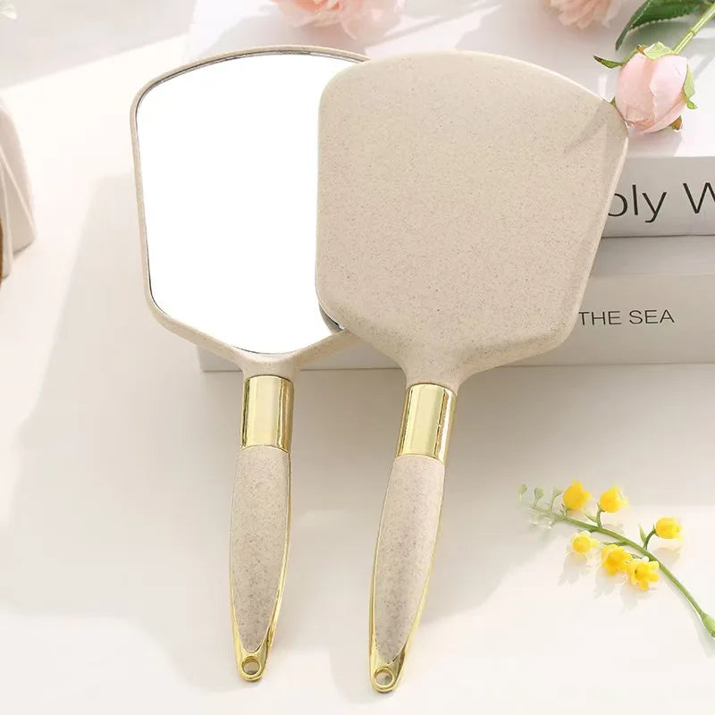 Lady Handheld Makeup Mirror Cosmetic Retro Mirror Spa