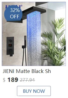 Jieni Rainfall Shower Faucet Brushed Gold Bathroom Shower