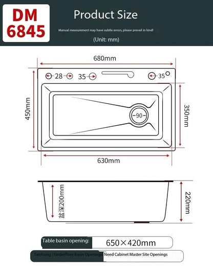0mm Double Waterfall Sink Embossed Stainless Steel Sink