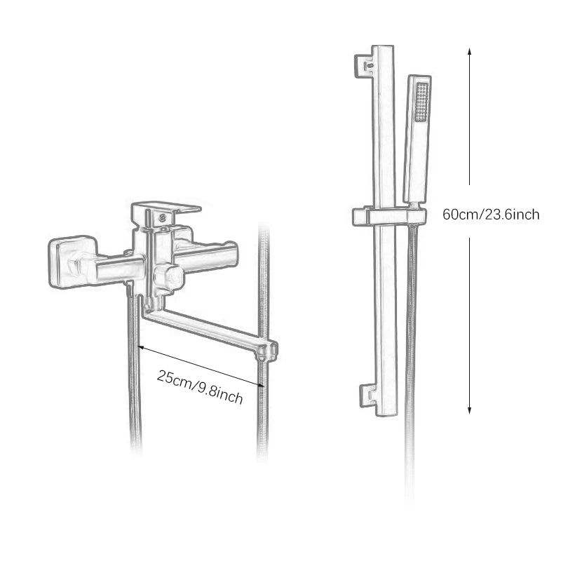 Bathroom Shower Faucet Bath Shower Mixer 25cm Long