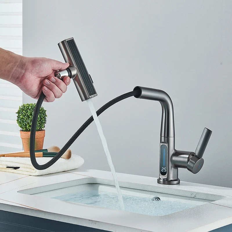 Lcd Bathroom Basin Faucet Digital Display Basin Tap