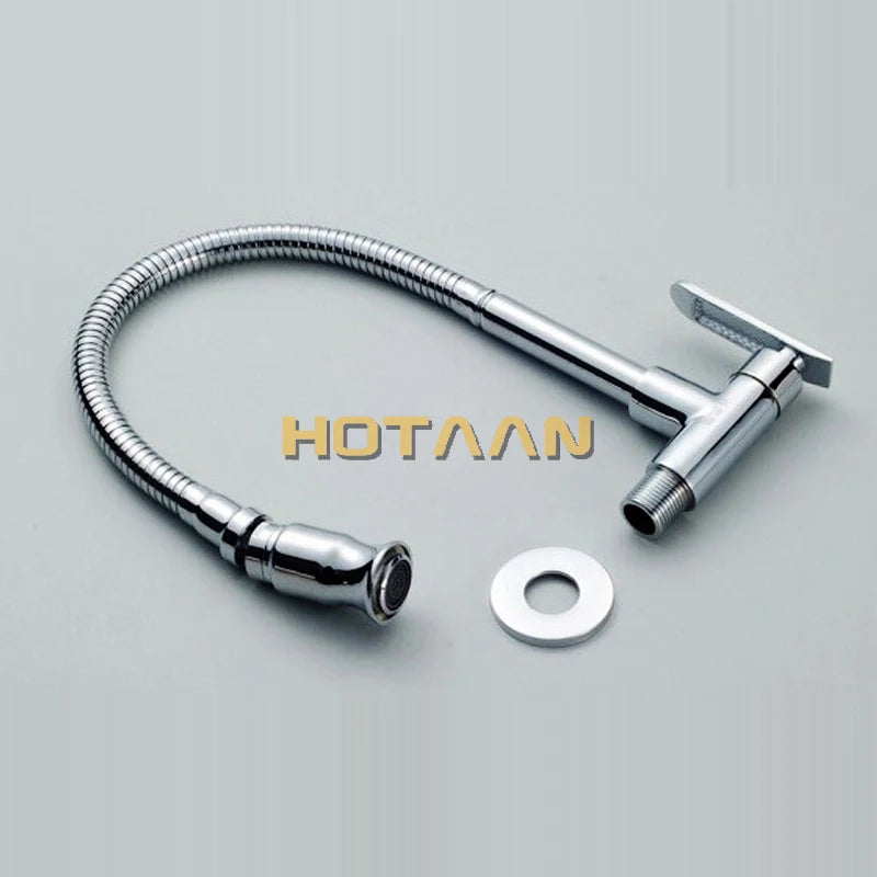 Hotaan 1set Wall Mounted Chrome Sink Faucet Tap