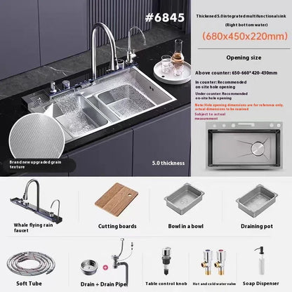 Silver Smart Sink Digital Display Waterfall Faucet Stainless