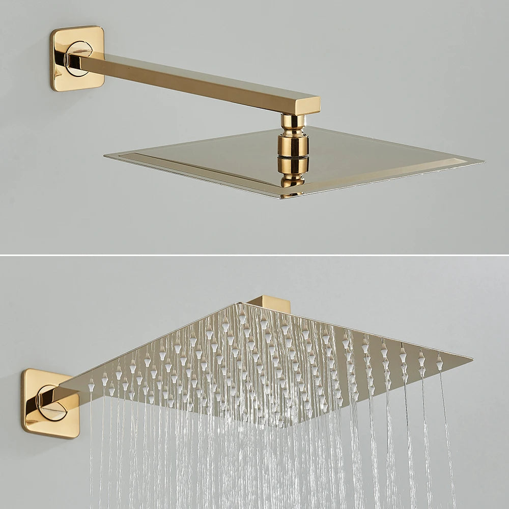 Golden Shower Faucets 2-Ways Rainfall Shower System Wall