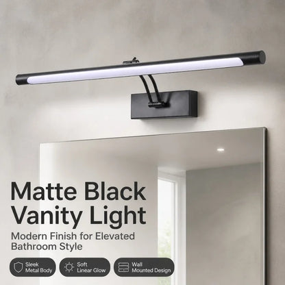Modern Led Mirror Light Minimalist Black Metal Adjustable