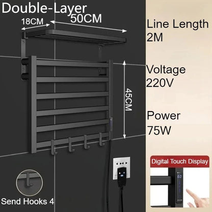 Metal Electric Heated Towel Rail Smart Disinfection Thermostat