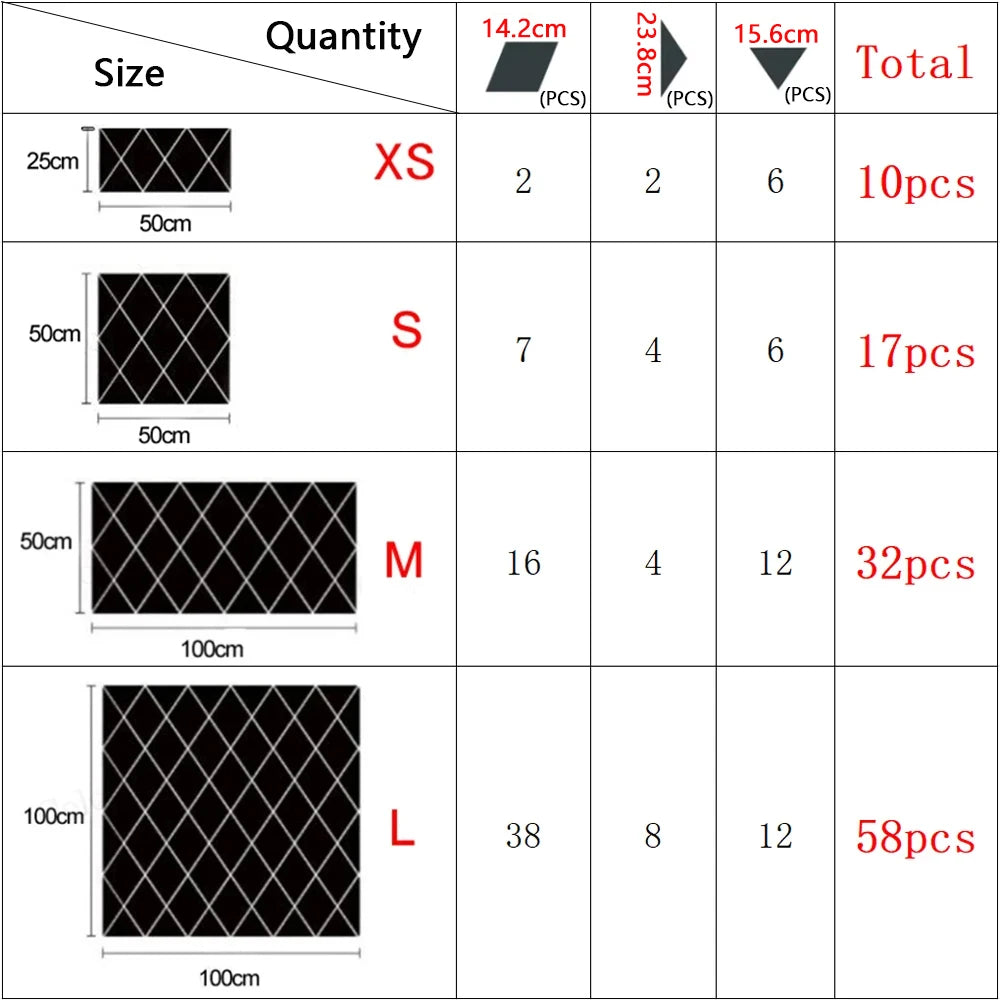 10/17/32/58pcs 3d Diamonds Mirror Stickers Acrylic Triangles