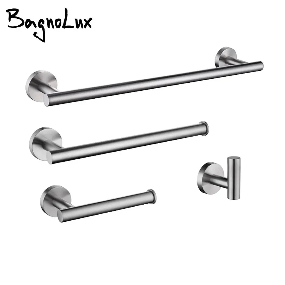 Bathroom Hardware Kit Brushed Stainless Steel Round Wall