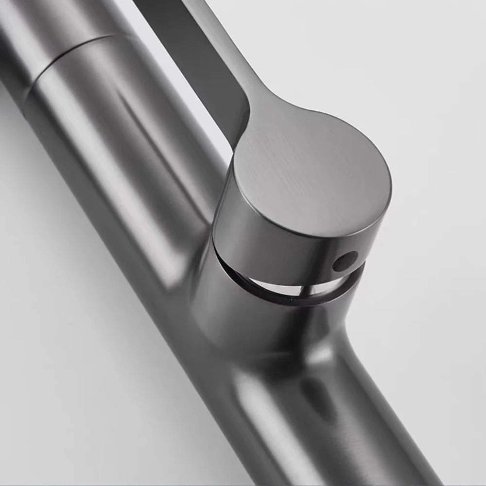 Gunmetal Rubber Faucet Mixer Rotation Pull Down Stream