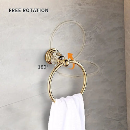 Luxury Crystal Bathroom Gold Polished Brass Bath Hardware