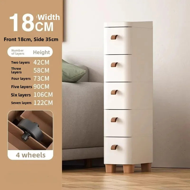 Narrow Multi-Layer Drawer Style Storage Cabinet Bathroom