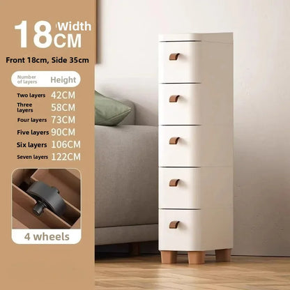 Narrow Multi-Layer Drawer Style Storage Cabinet Bathroom