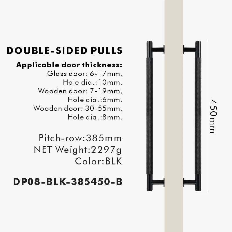 Nurlin Brass Door Double Sided Knurled Pull Bar