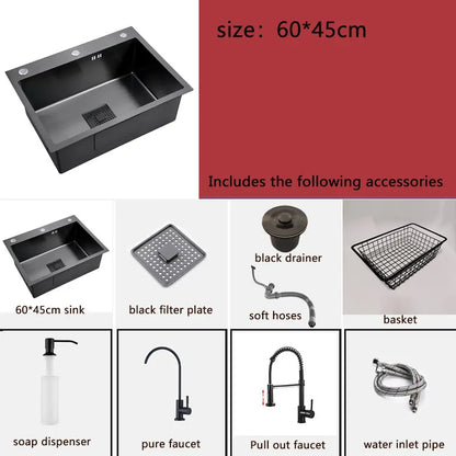 Black Sink 304 Stainless Steel Vegetable Washing Basin
