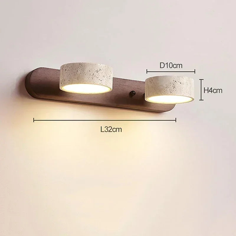 Rotatable Led Vanity Mirror Light Wabi Sabi Travertine