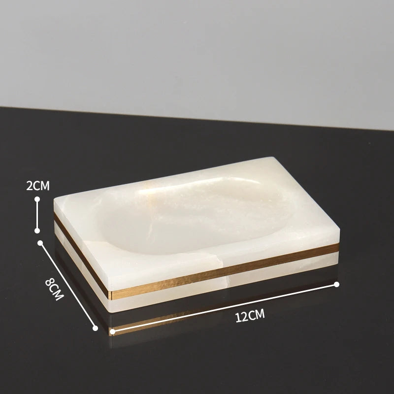 White Onyx Natural Marble Bathroom Gold Luxury Soap