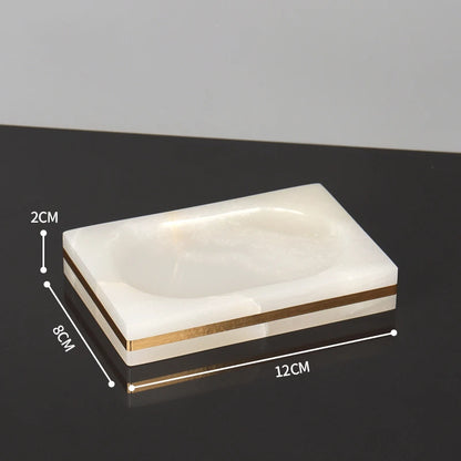 White Onyx Natural Marble Bathroom Gold Luxury Soap