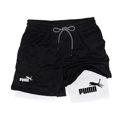Men Summer Breathable 2-In-1 Double-Layer Compression Shorts