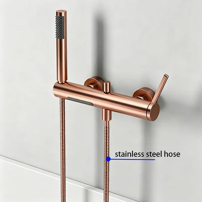 Brushed Gold Bathroom Shower Faucet Wall Mounted Waterfall