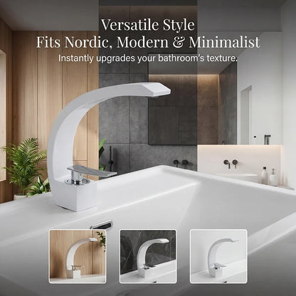 Modern Minimalist Handle White Bathroom Sink Faucet Aluminum