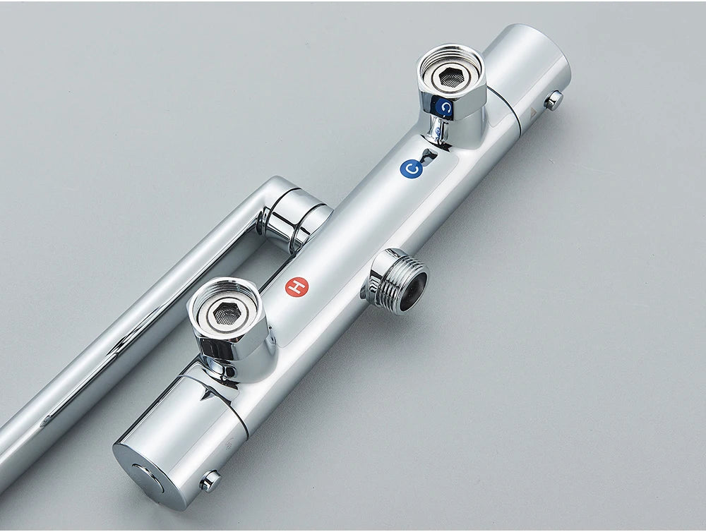 Chrome Mixer Thermostat Wall Mounted Thermostatic Shower Brass