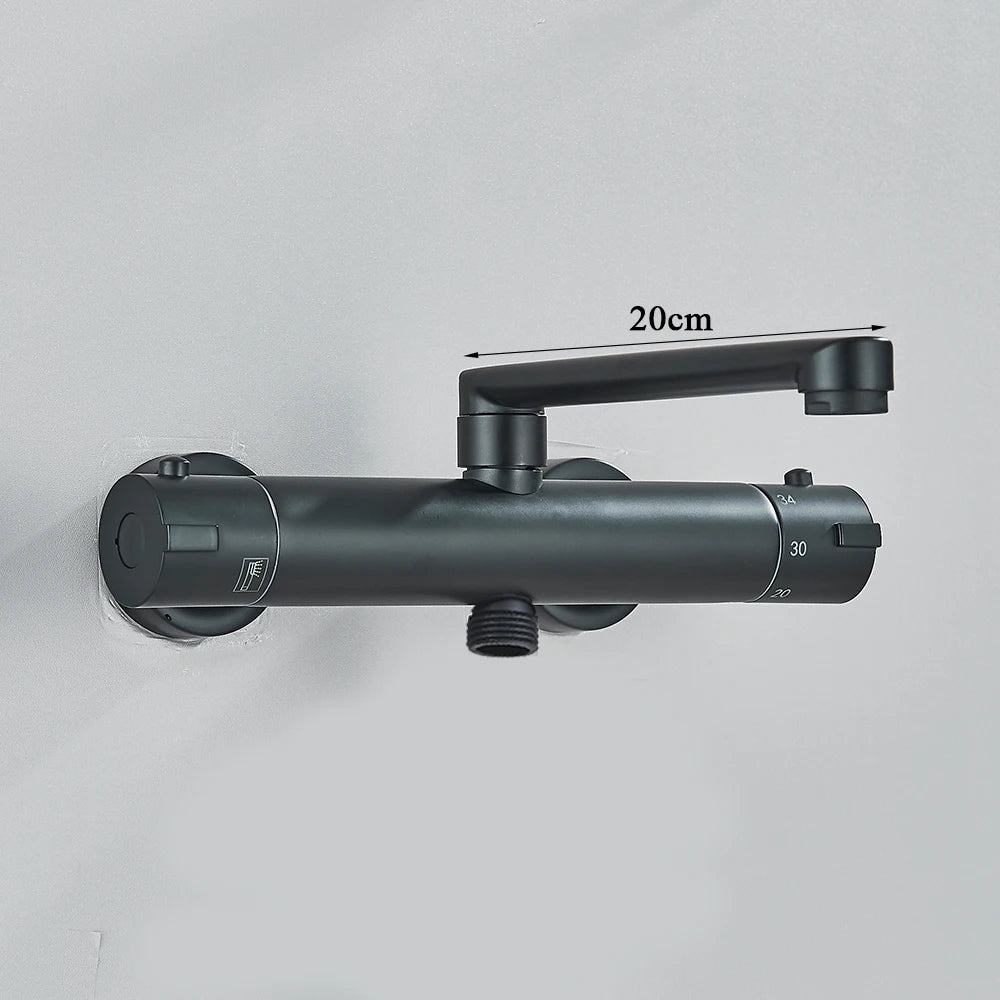 Thermostatic Shower Faucet Bathroom Black Mixertap Thermostat