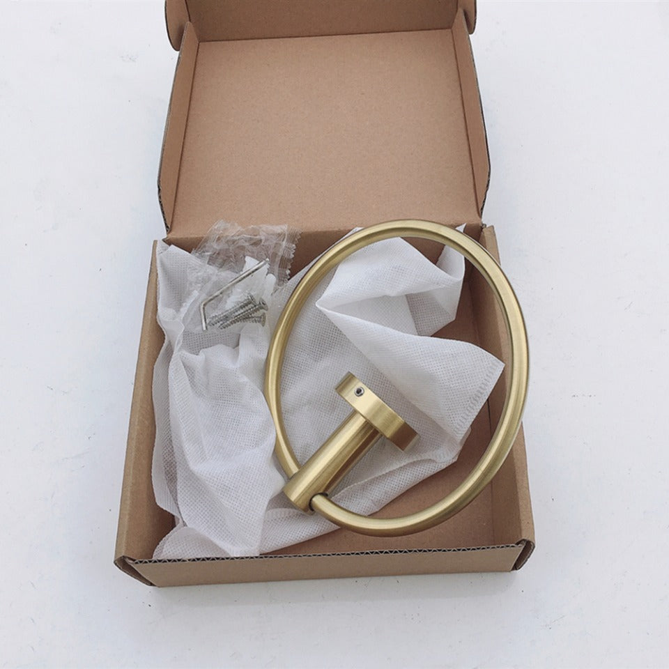 Towel Ring Black/Brushed Gold Stainless Steel Wall Hanging
