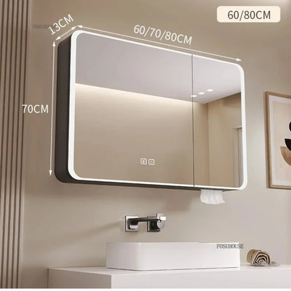 Arc-Shaped Smart Bathroom Mirror Cabinet Wall-Mounted Bathroom