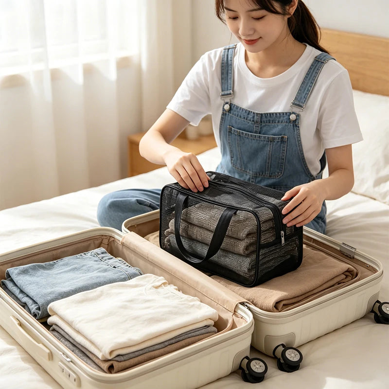 Mesh Shower Caddy Tote Bag Organizer Case Cosmetic