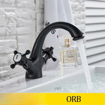 Senlesen Antique Faucet Bathroom Basin Faucet Two Handles
