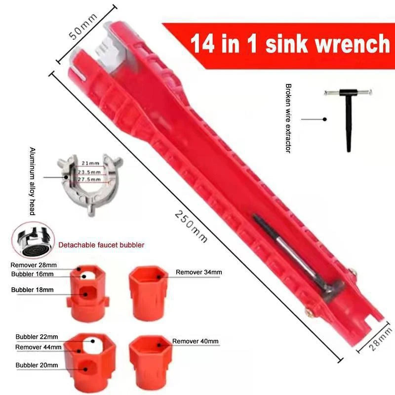 Double-Head Handle Installer Ratchet 14 In Wrench Sink