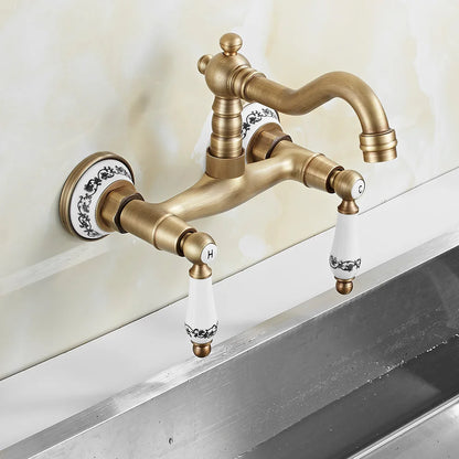 Wall Mount Antique Faucet Antique Brass Faucet Dual