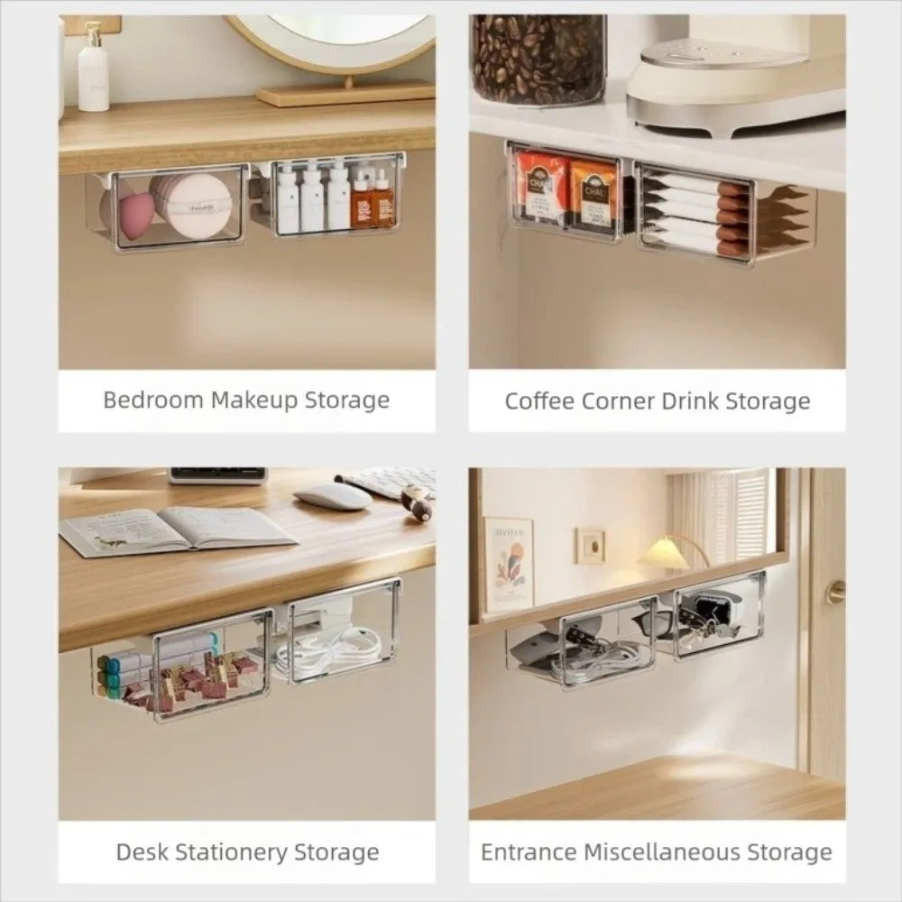 Transparent Pull-Out Storage Drawer No-Punching Installation