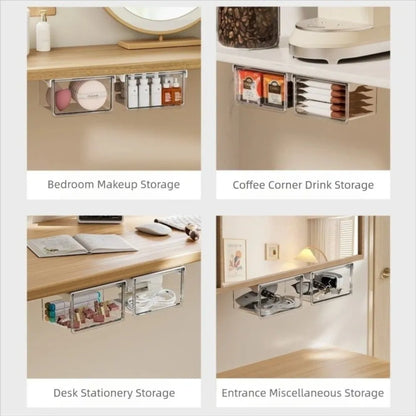Transparent Pull-Out Storage Drawer No-Punching Installation