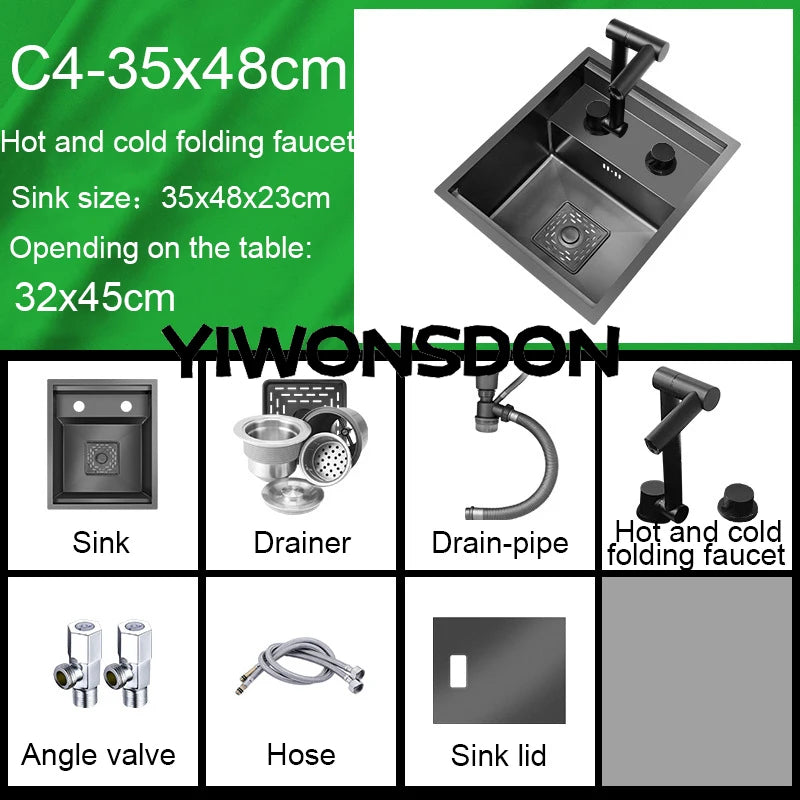 Nano Hidden Bar Sink Black Folding Faucet Mini