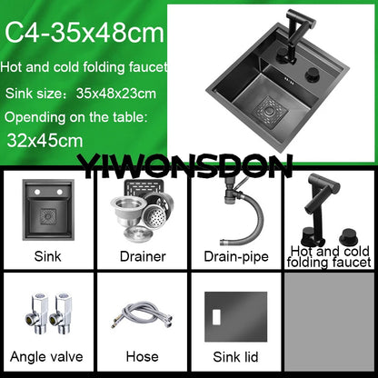 Nano Hidden Bar Sink Black Folding Faucet Mini