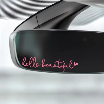 1pc Hello Beautiful Car Rearview Mirror Vinyl Decals