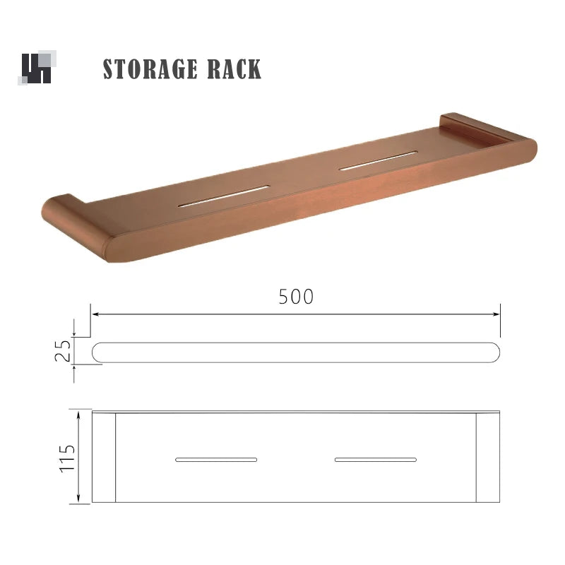 Brushed Rose Gold Wall Mount Shelf Toilet Bath