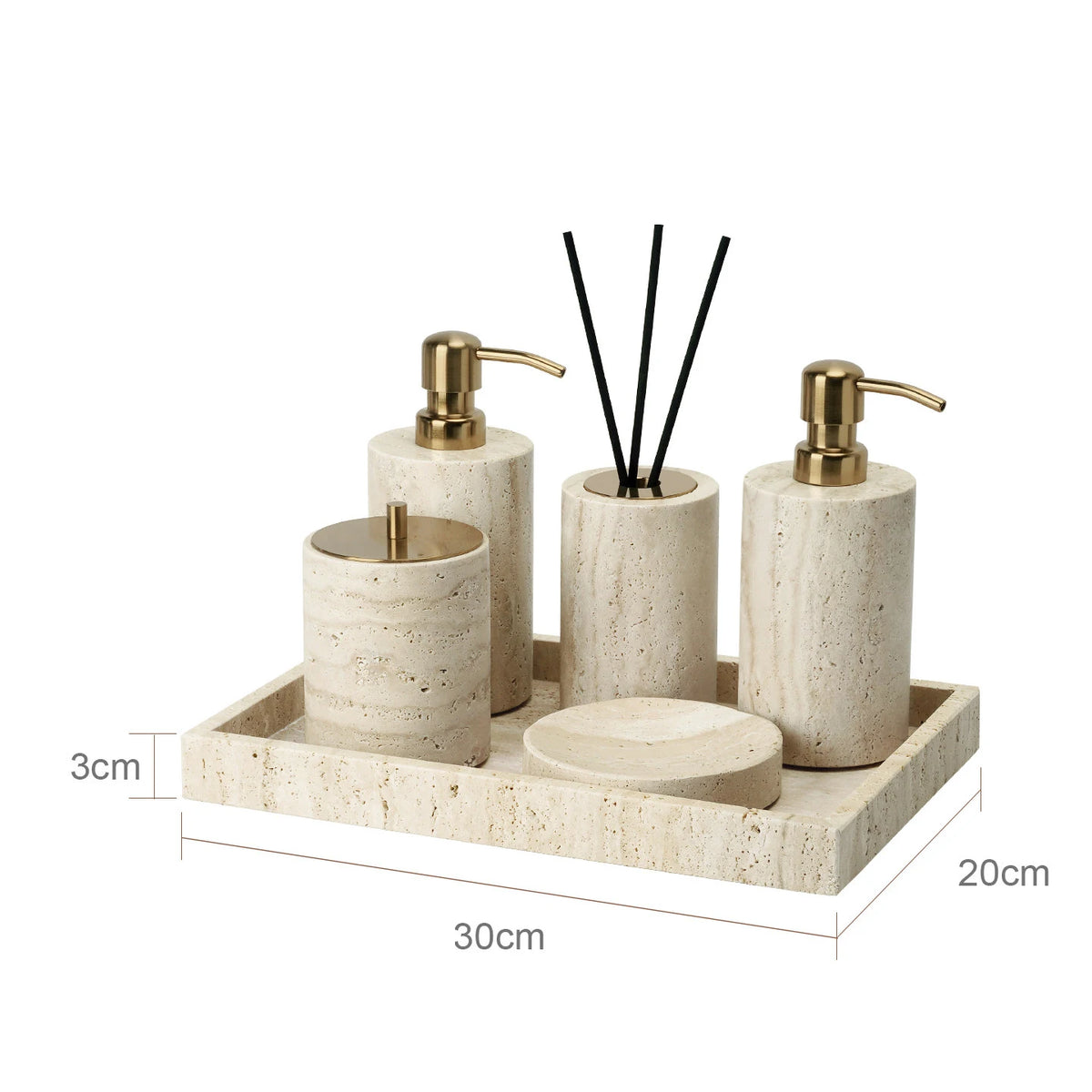 Travertine Bathroom Luxury Soap Dish Soap Dispenser Tissue