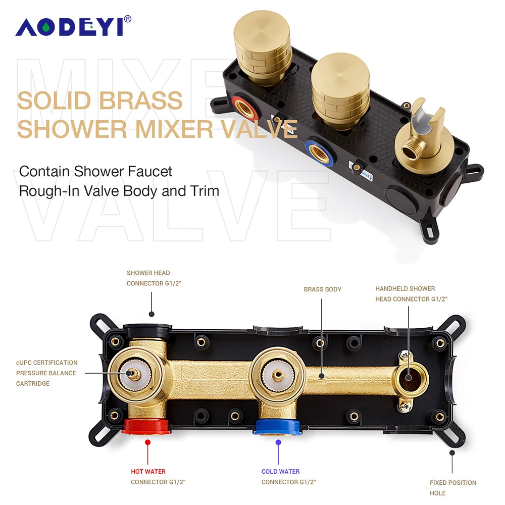 Bathroom Shower System Brushed Gold Cold Faucet Bath