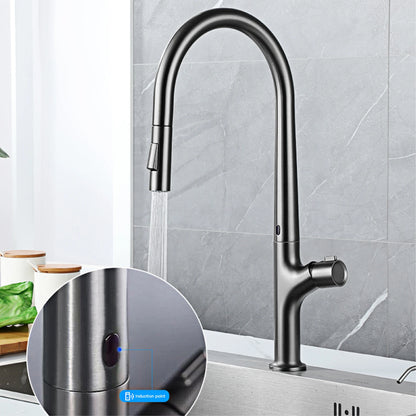 Modern Style Gun Gray Pull-Out Faucet Handle &Cold