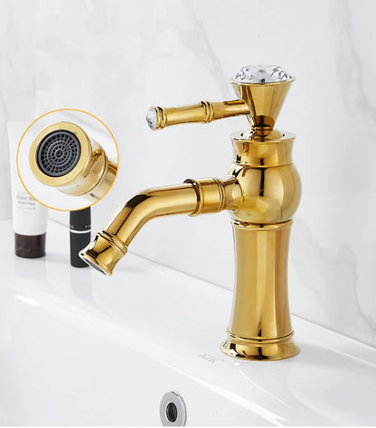 Chrome Basin Faucets Modern Gold Deck Mounted Bathroom