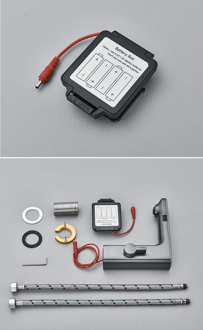Gun Grey Smart Sensor Basin Faucet Digital Display