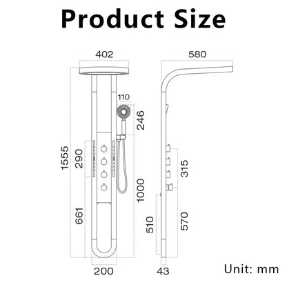 Luxury Wall Mounted Spa Massage Shower Panels System