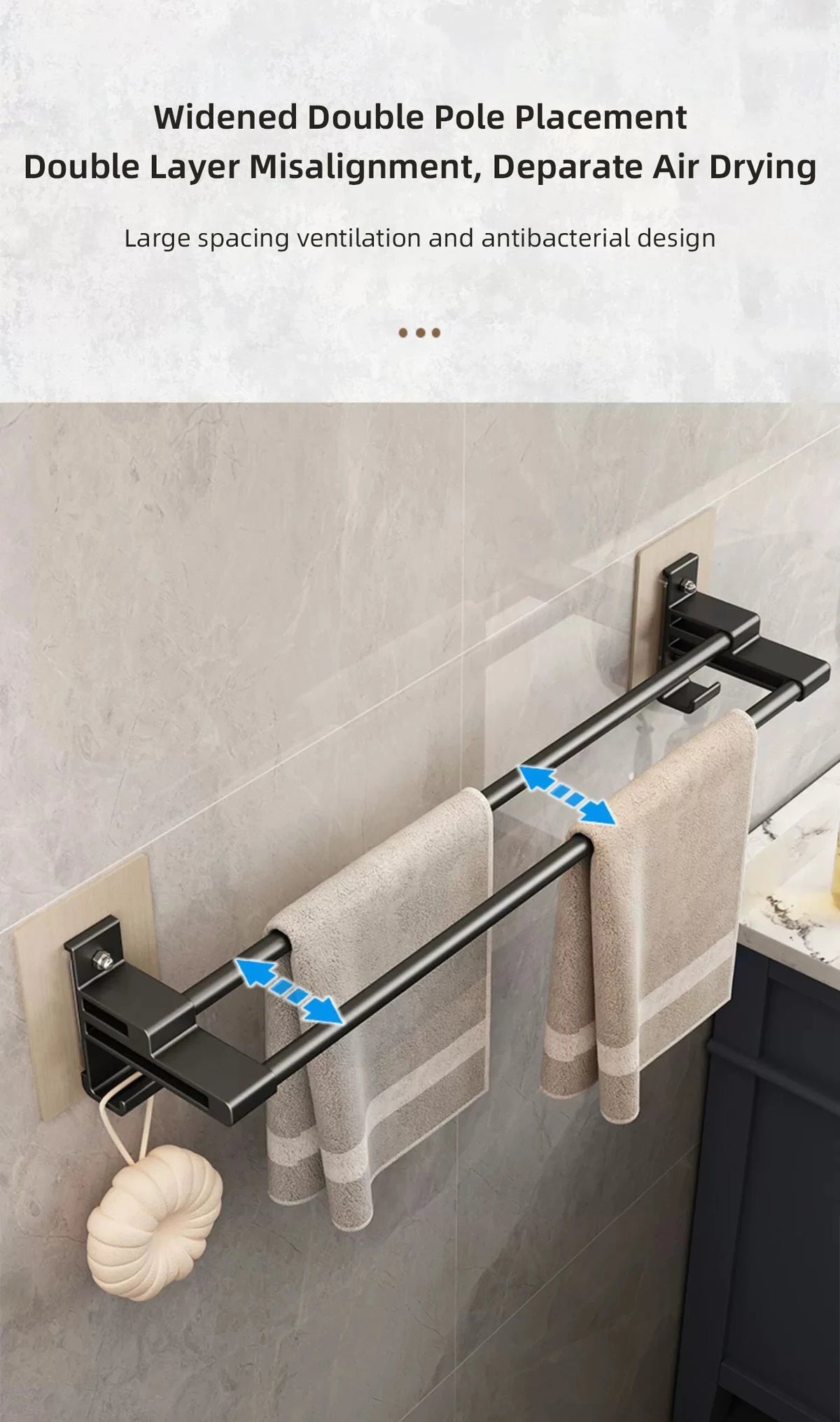 Bathroom Towel Rack Without Drilling Space Aluminum Shower