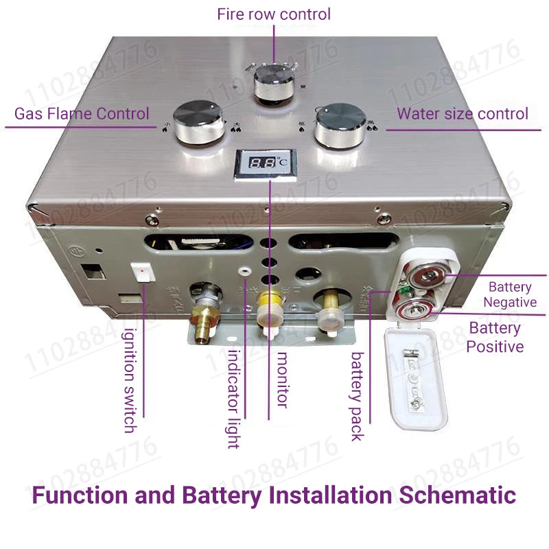 Divedeer Lpg Gas Water Heater 6l/8l/10l/12l/16l/18l Appliance