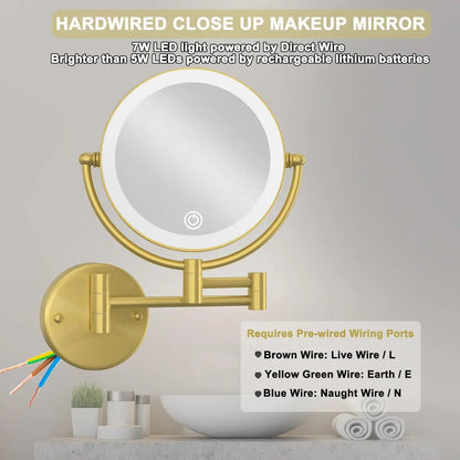 Brushed Gold Led Bathroom Mirrors Quality Brass 10x