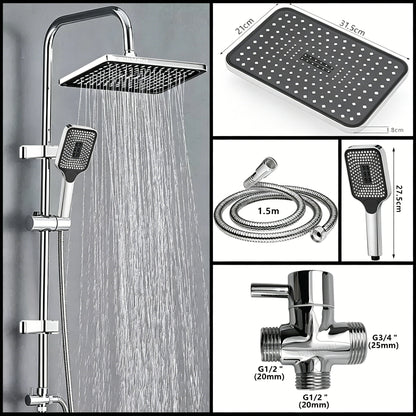 Black Silver Split Shower Column Bathroom Faucet Wall