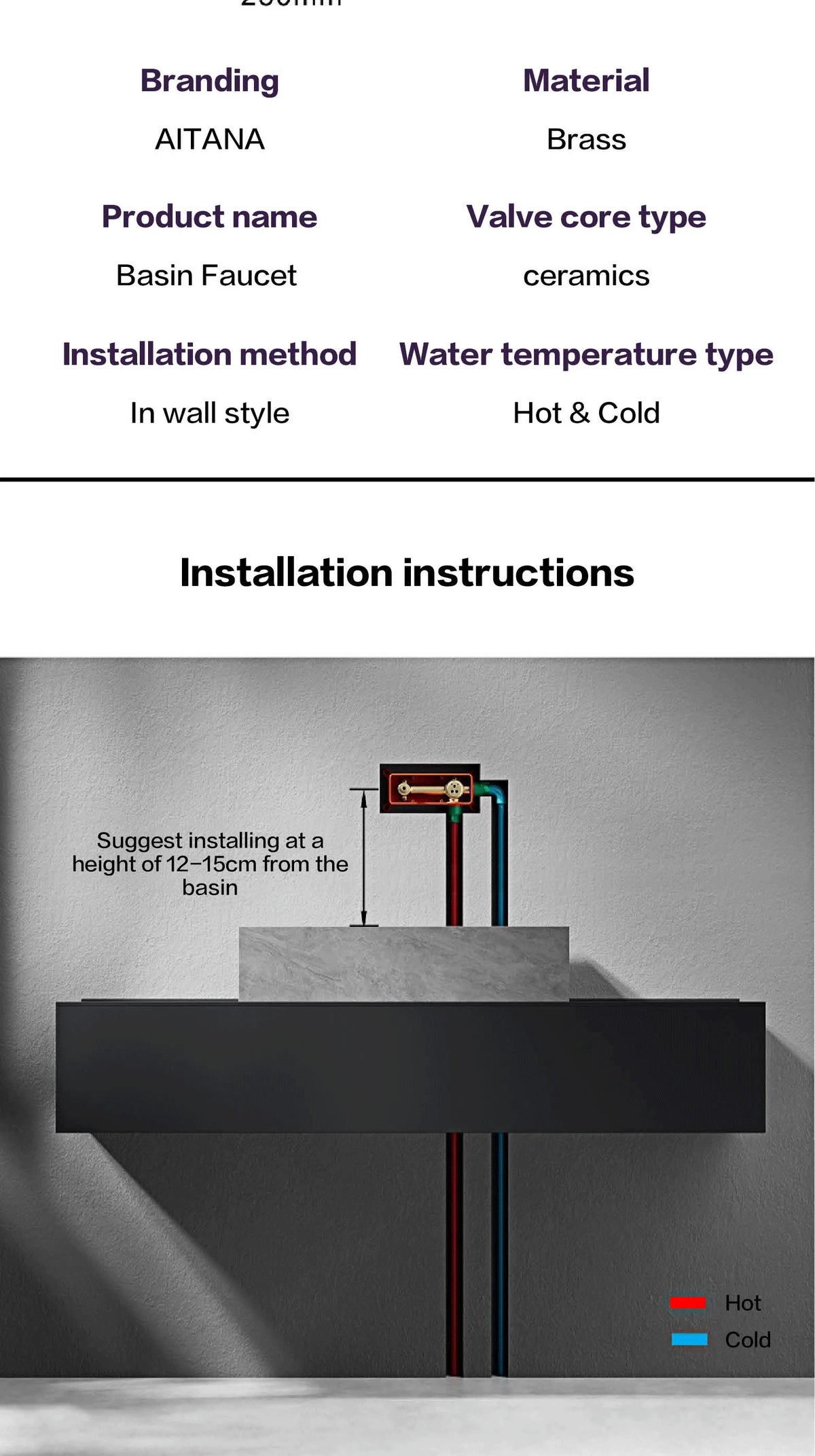 Luxury Gun Gray Brass Wall Mounted Bathroom Faucet