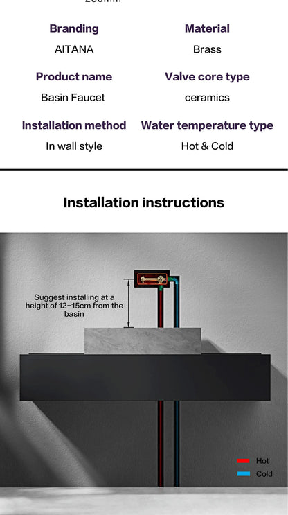 Luxury Gun Gray Brass Wall Mounted Bathroom Faucet
